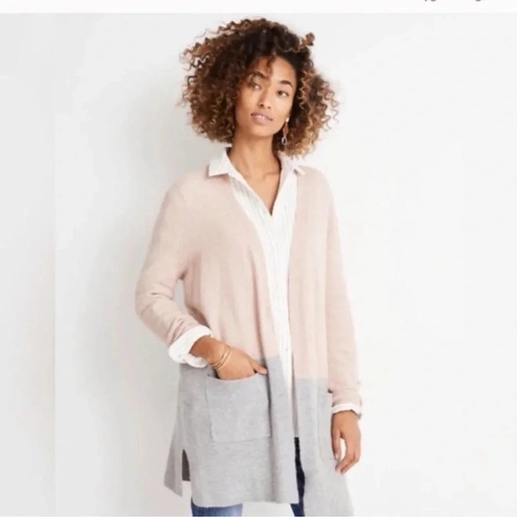 Madewell | Tan & Grey Kent Colorblock Cardigan Sweater in Coziest Yarn Size XS - Picture 1 of 7